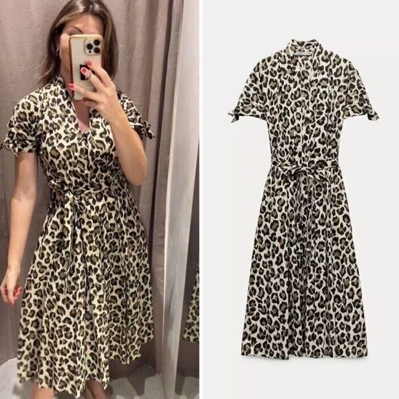 ZARA ANIMAL PRINT SHIRT DRESS ZW COLLECTION - Picture 4 of 10